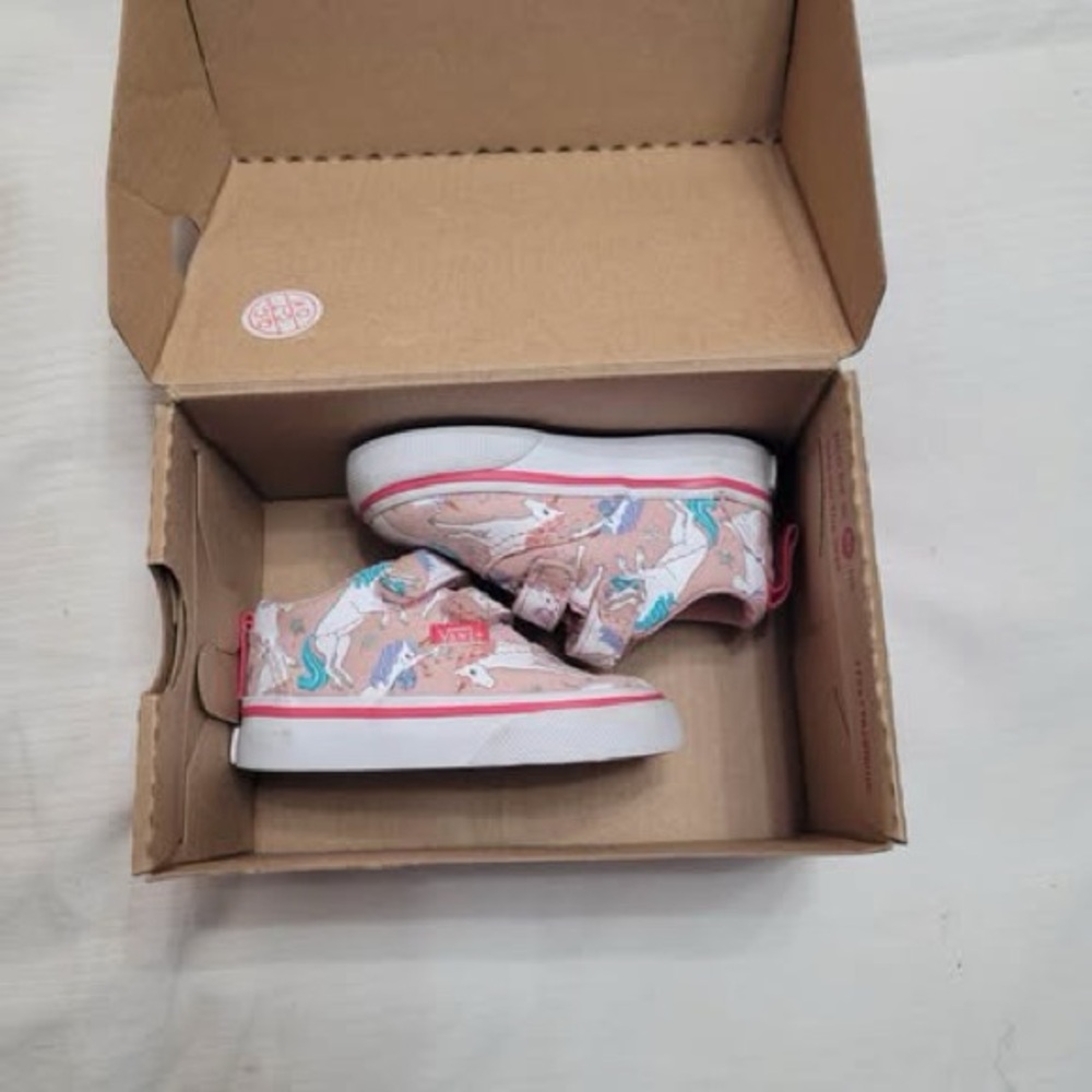 Vans pink size 2 toddler unicorn pattern velcro shoes